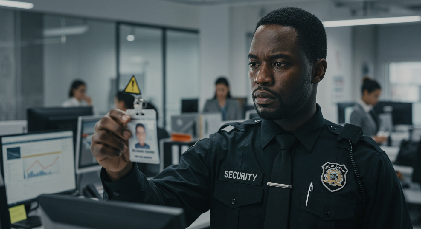 Security guard with ID card